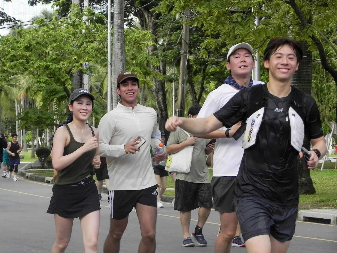 Runners making their way through the park