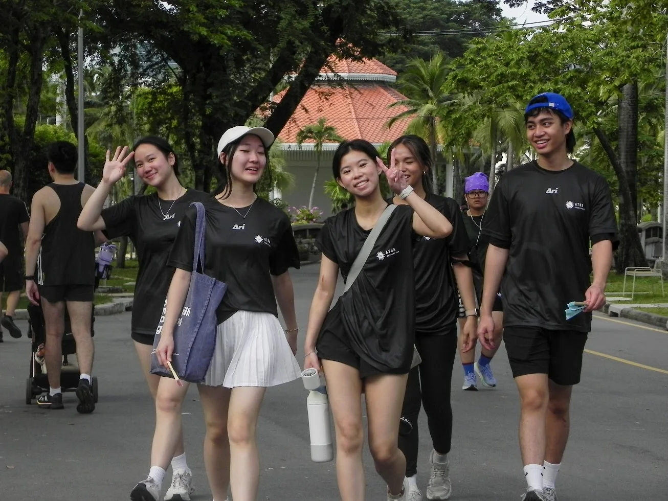 Friends walking together at the charity run